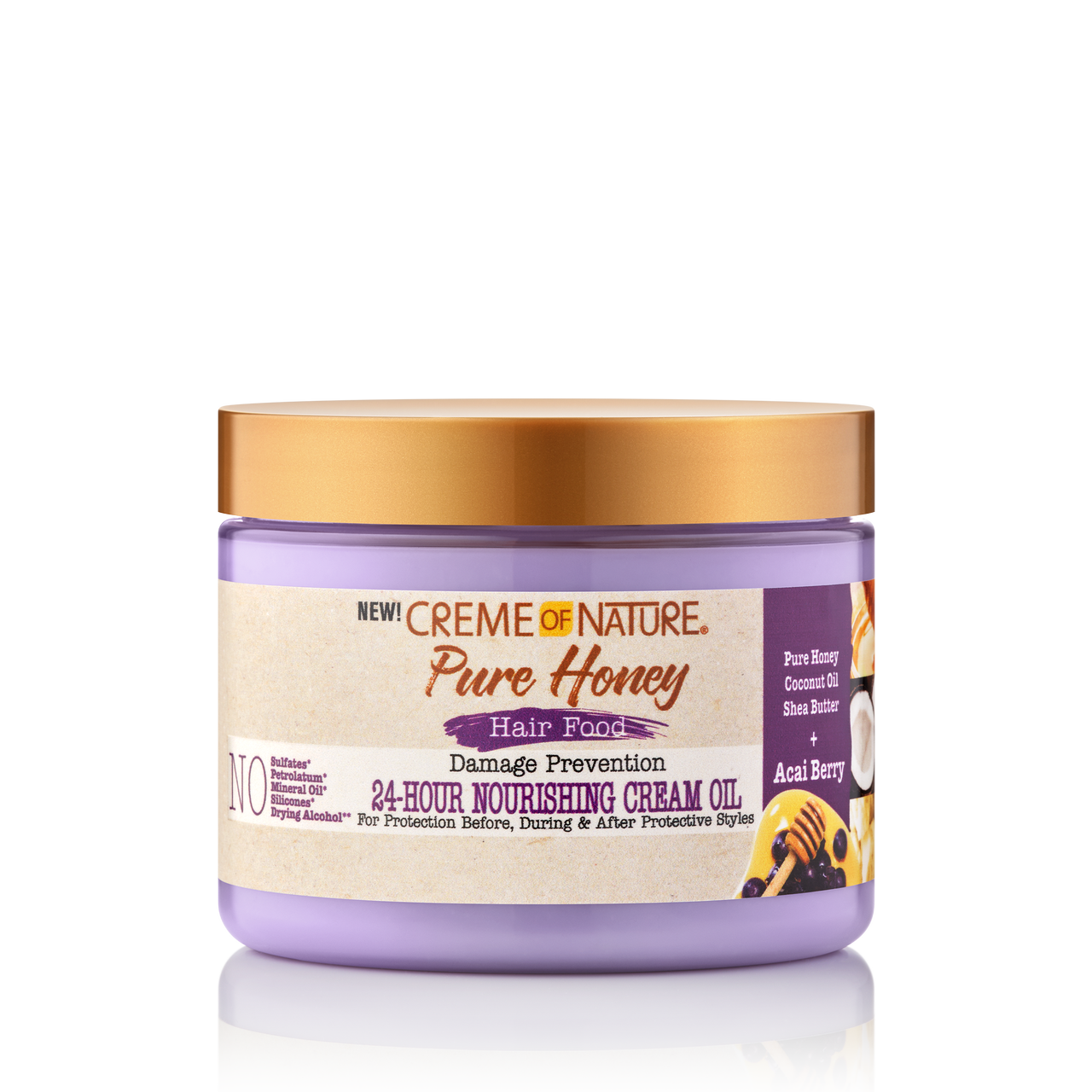 Crème de la nature | Pure Honey Hair Food | Huile-crème nourrissante 24 heures 135 g