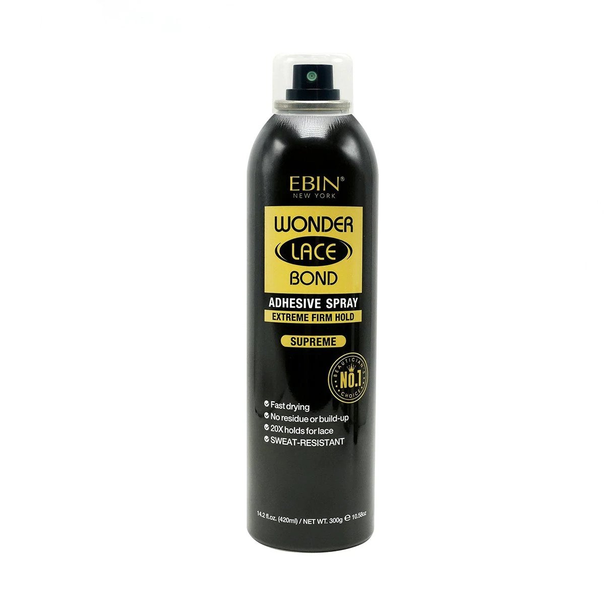 Spray adhésif Wonder Lace Bond d'Ebin New York, tenue extrêmement ferme, 180 ml
