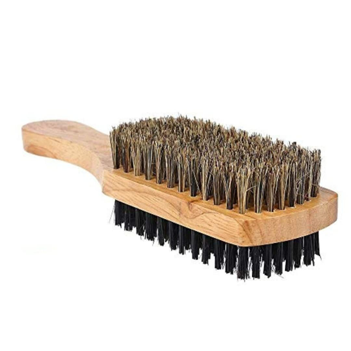 Brosse à poils faciaux double face pour rasage de barbe et barbier