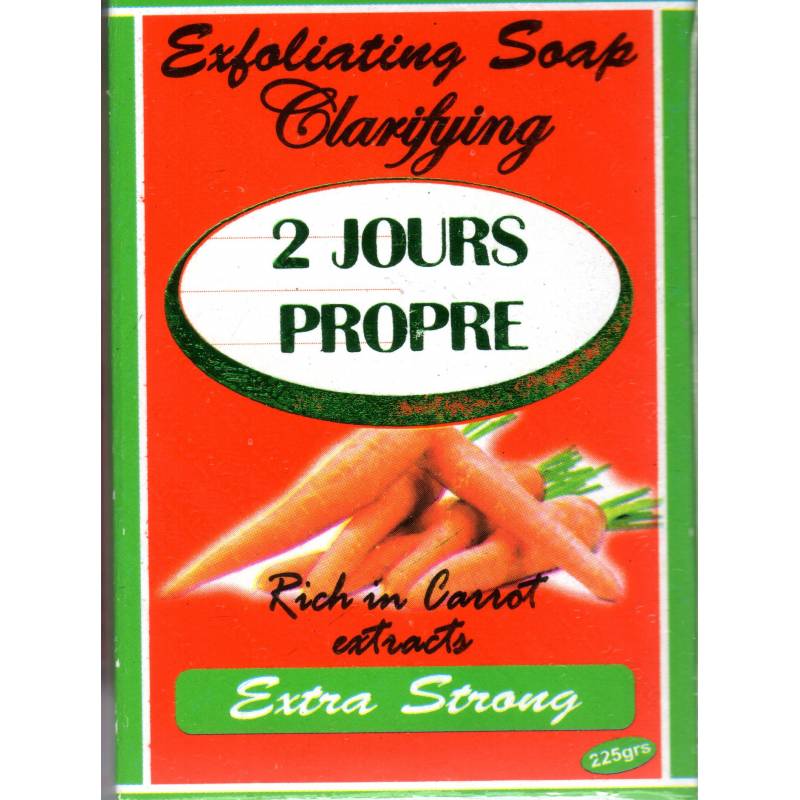2 jours propre - Savon exfoliant clarifiant et éclaircissant extra fort à la carotte
