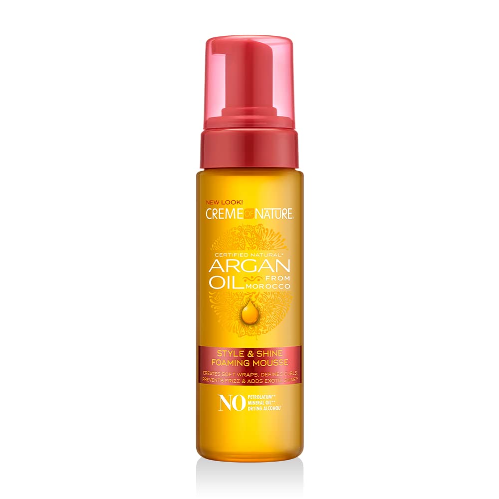 Mousse moussante coiffante et brillante à l'huile d'argan de Creme Of Nature, 207 ml