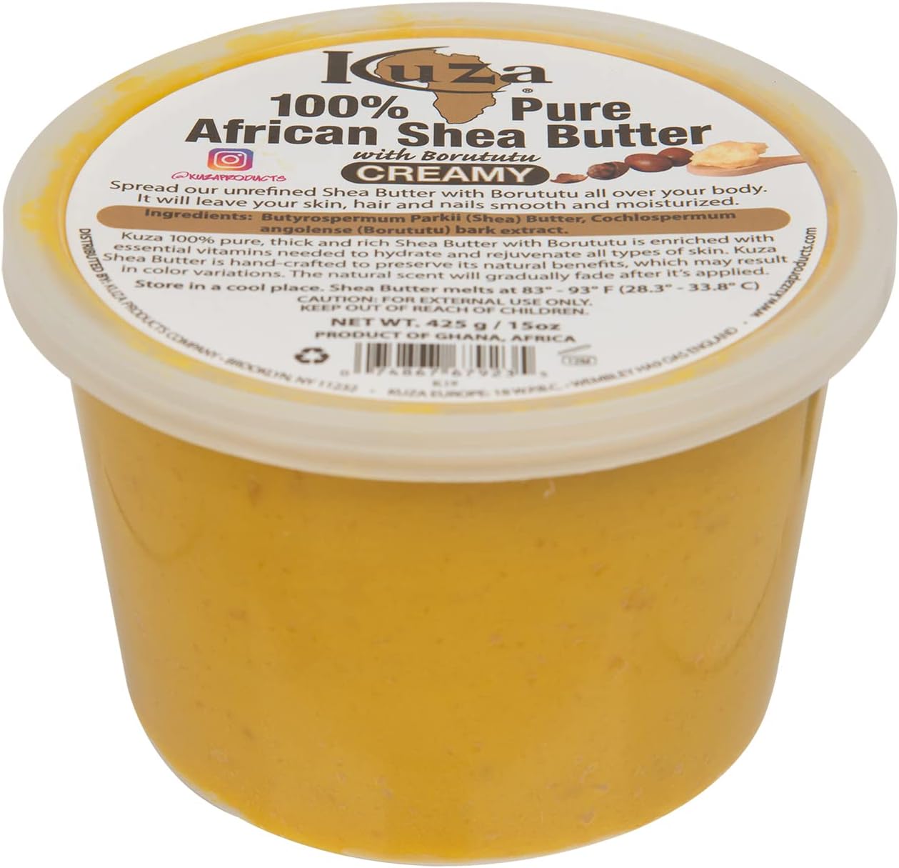 Beurre de karité crémeux 100 % africain Kuza 15 oz par Kuza