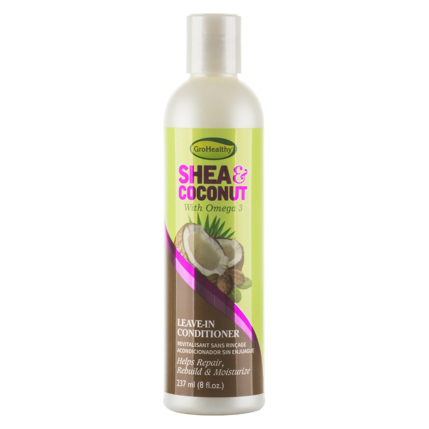 Après-shampooing sans rinçage au karité et à la noix de coco Grohealthy, 227 g