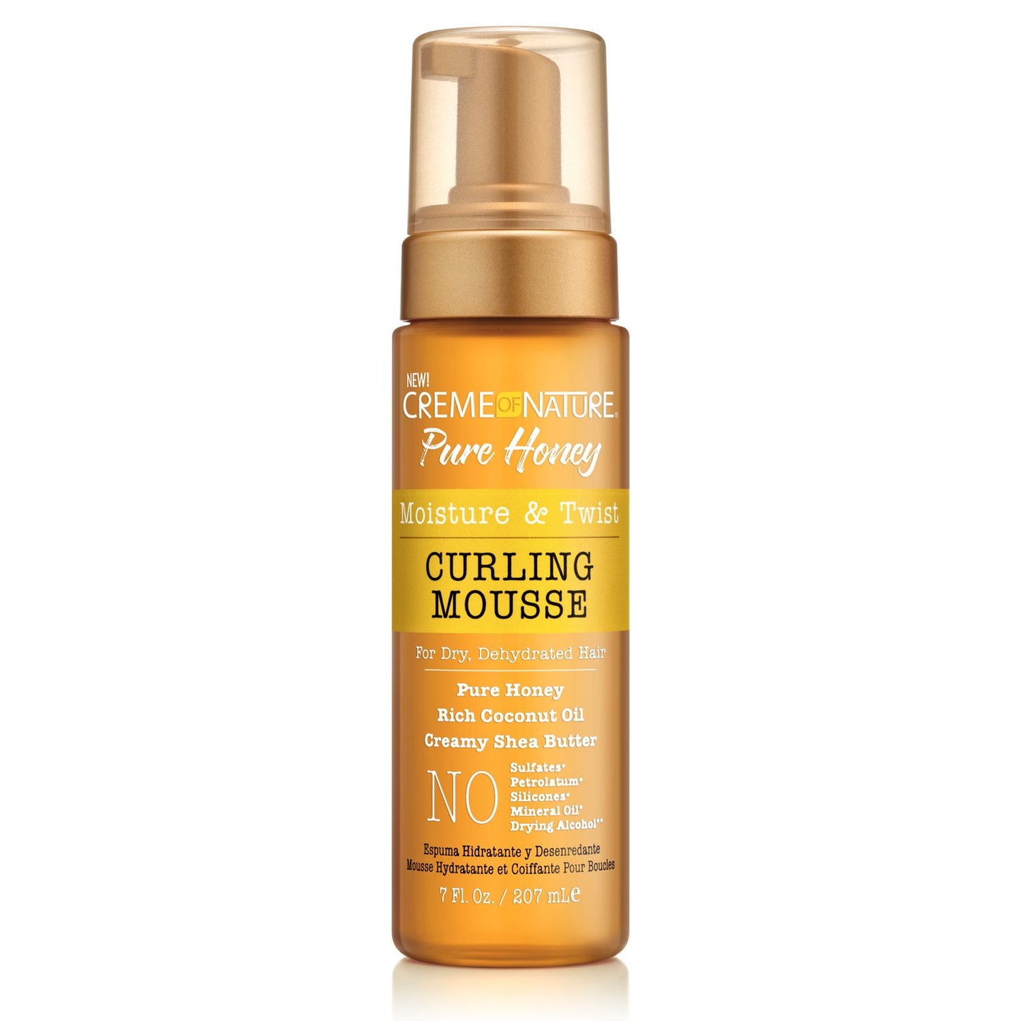 Mousse bouclante hydratante et torsadée Pure Honey de Creme Of Nature, 200 ml