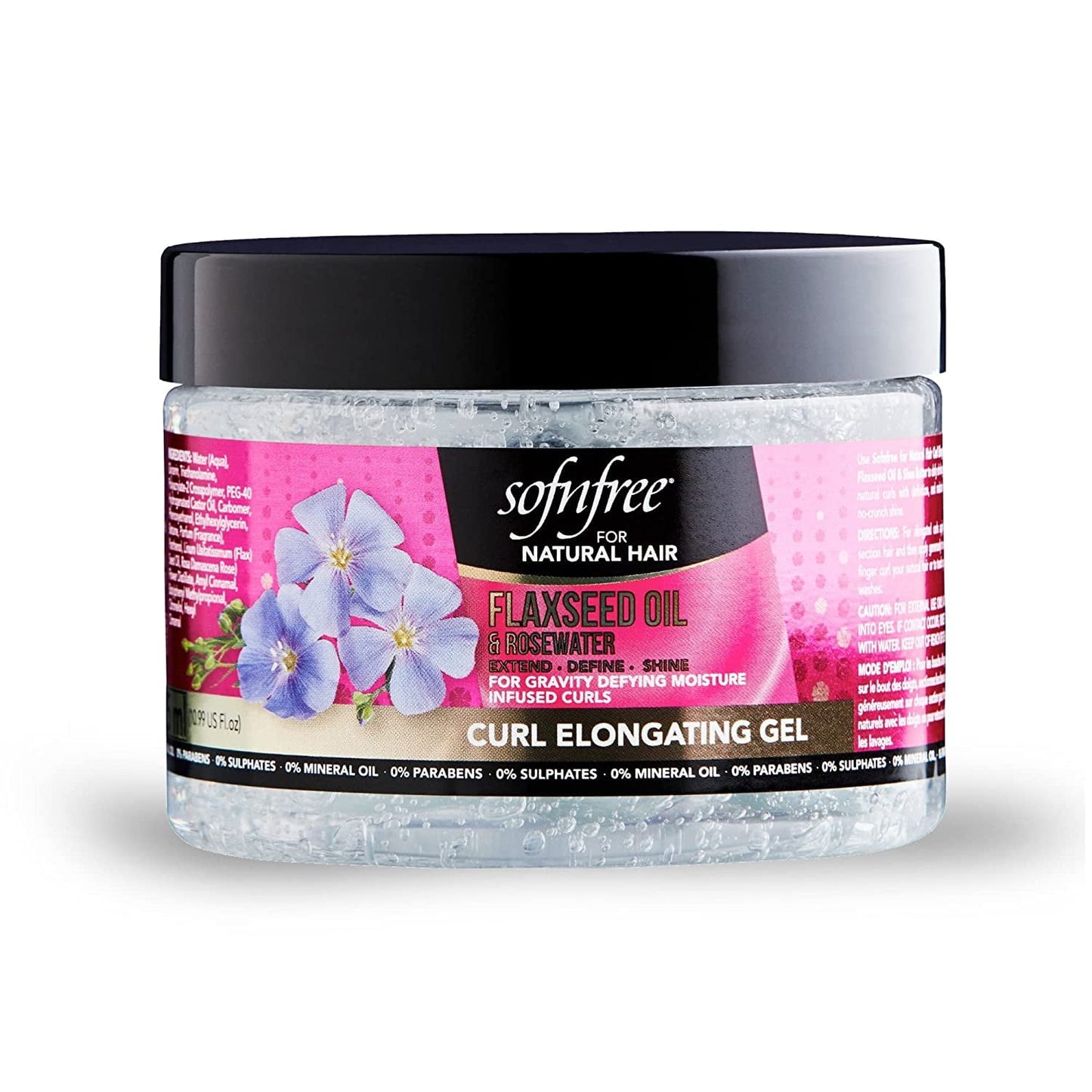 Gel allongeant pour boucles Sof N' Free à l'huile de lin et à l'eau de rose 11 oz