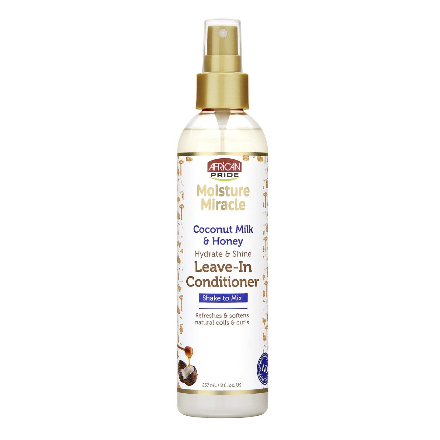 Après-shampooing sans rinçage hydratant et brillant au lait de coco et au miel Moisture Miracle d'African Pride