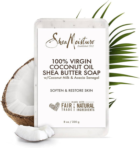Savon au beurre de karité et à l'huile de coco 100 % vierge de Shea Moisture pour unisexe - 8 oz
