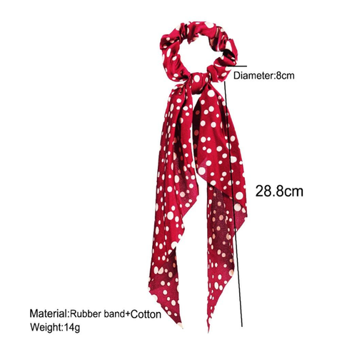 Blufly Ruban Chouchous à Pois Long Bandeau Boho Titulaires de Queue de Cheval Cravate de Tête pour Femmes