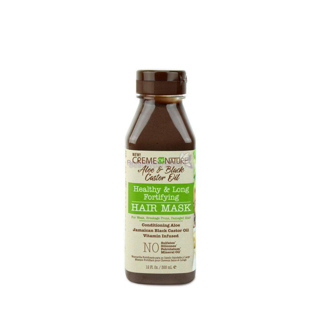 Masque capillaire fortifiant sain et longue durée à l'aloès et à l'huile de ricin noire Creme Of Nature 12 oz