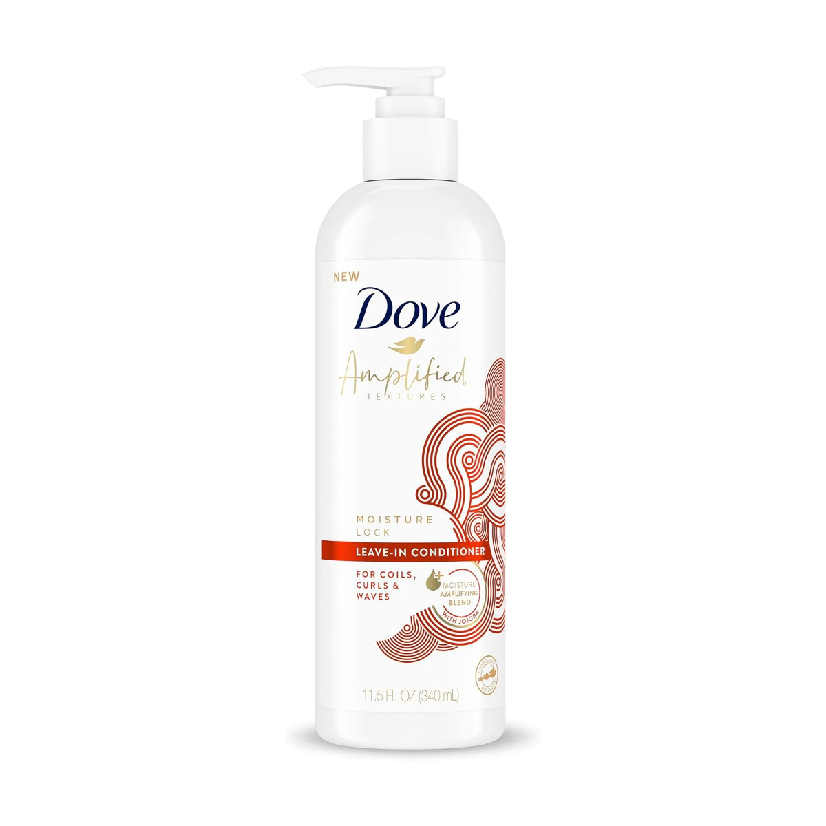 Dove Amplified Textures Moisture Lock avec mélange d'amplification d'humidité, après-shampooing sans rinçage pour cheveux bouclés 340 ml