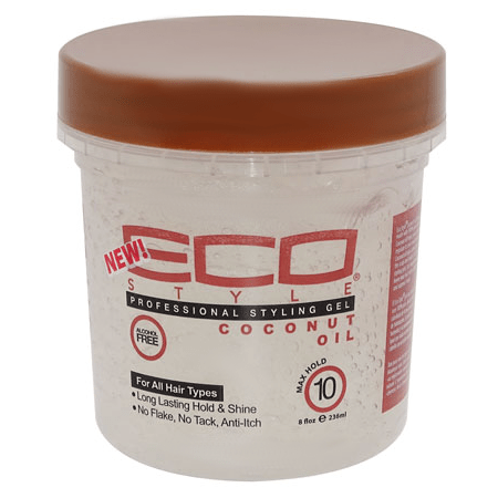 Gel coiffant professionnel à tenue maximale Eco Style R à l'huile de coco 236 ml