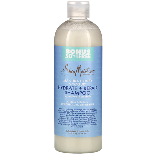 Shampoing hydratant et réparateur au miel de Manuka et au yogourt de Shea Moisture, 577 ml (19,5 fl oz)