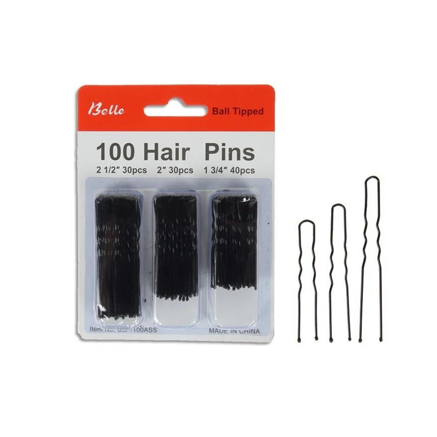 100 épingles à cheveux en U de 3 tailles différentes