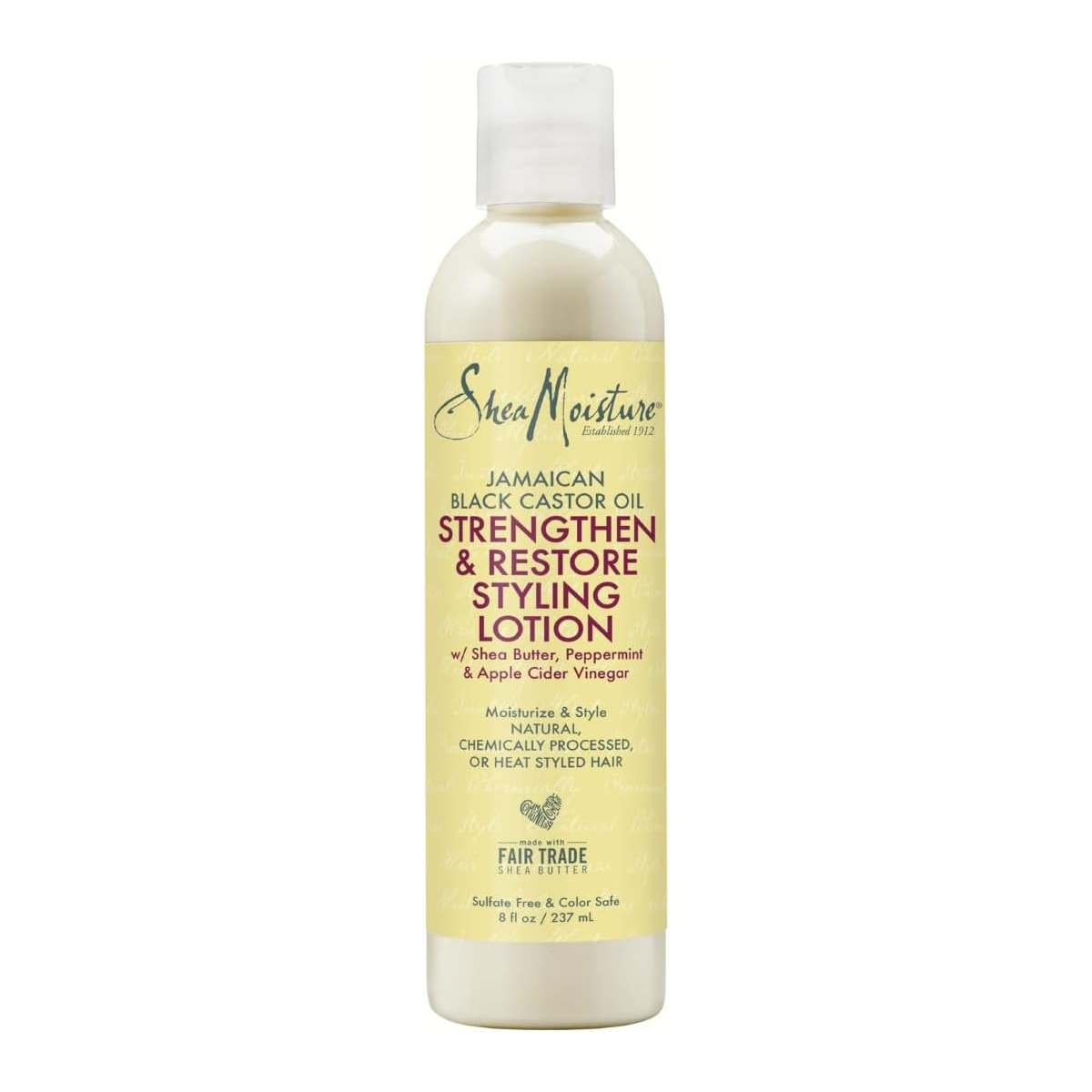 Lotion coiffante renforçante, repousse et restaure à l'huile de ricin noire jamaïcaine de Shea Moisture, 237 ml