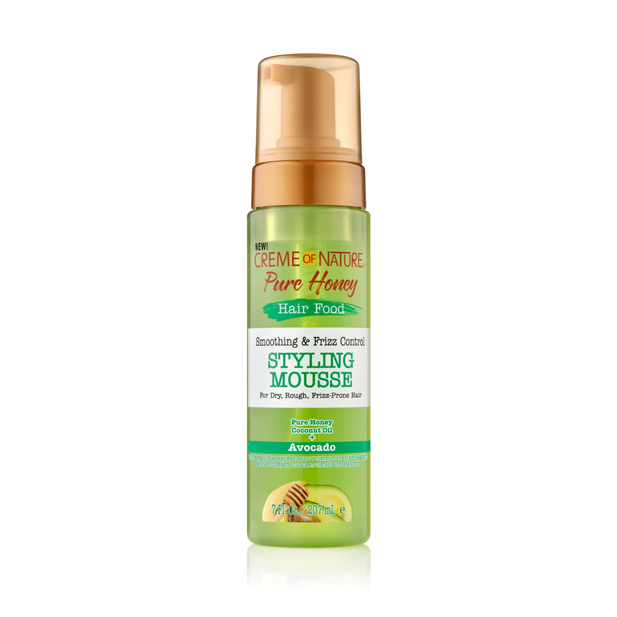 Mousse coiffante lissante et anti-frisottis Pure Honey de Creme Of Nature 200 ml