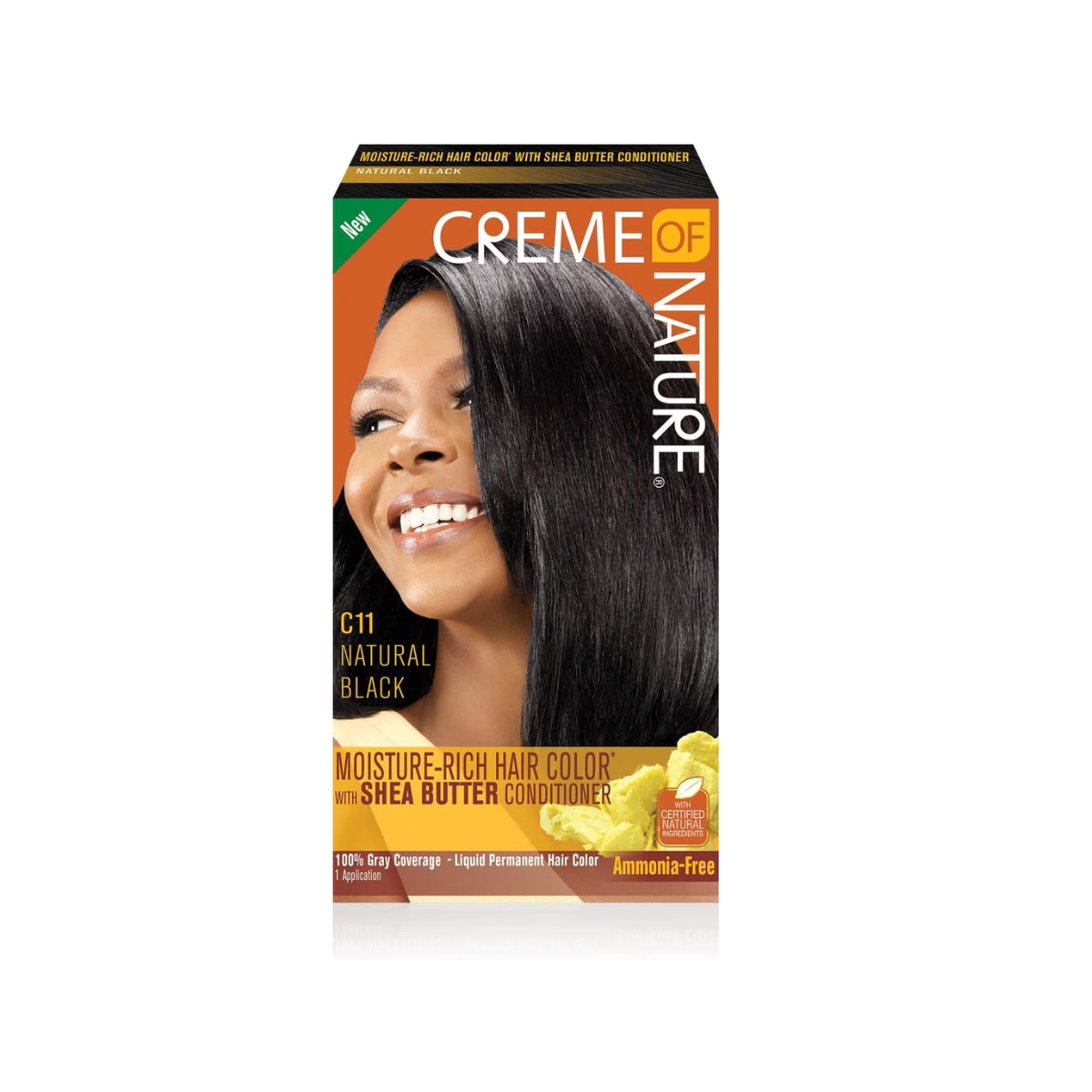 Crème de coloration capillaire hydratante riche avec après-shampooing au beurre de karité - C11 Natural Black