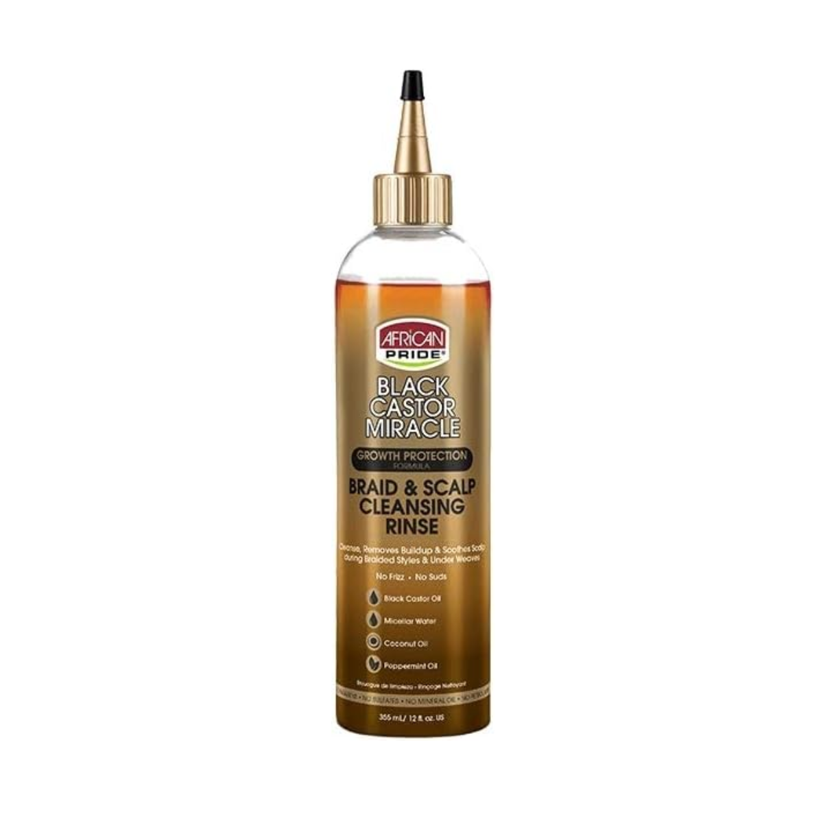 Shampooing nettoyant pour tresses et cuir chevelu Black Castor Miracle d'African Pride, sans frisottis et sans mousse, 355 ml