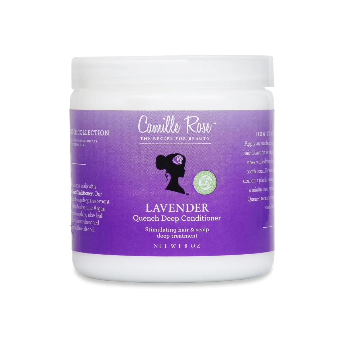 Après-shampooing revigorant pour les cheveux et le cuir chevelu avec de l'huile de lavande véritable Camille Rose Lavender Quench 8 oz