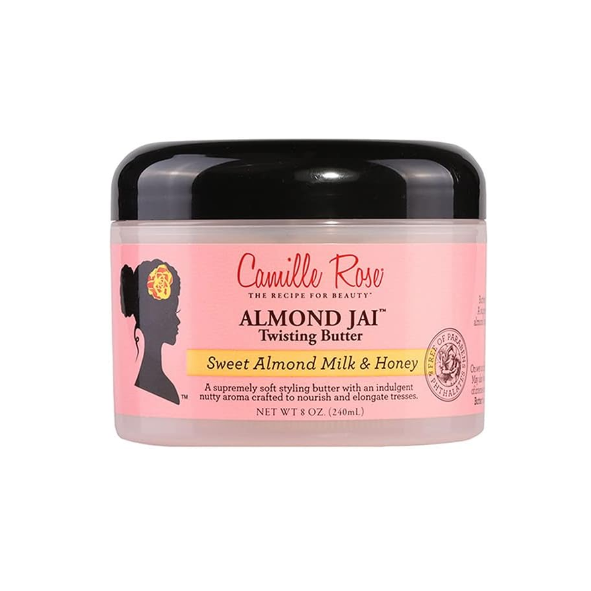 Beurre coiffant sans rinçage Almond Jai de Camille Rose, nourrissant et adoucissant, lait d'amande douce et miel, 240 ml