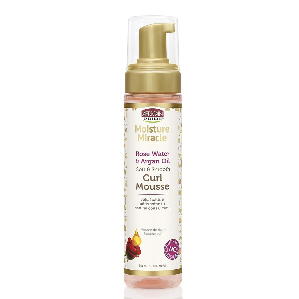 Mousse capillaire bouclée à l'eau de rose et à l'huile d'argan Moisture Miracle d'African Pride