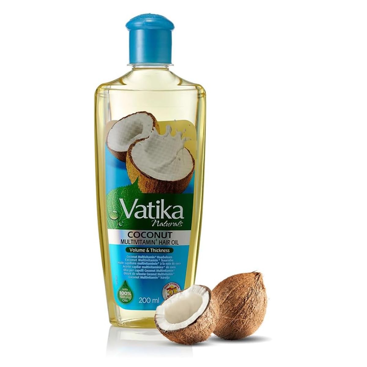 Huile capillaire enrichie à la noix de coco de Vatika Naturals 100 % huiles naturelles Formule unique pour cheveux épais et volumineux 200 ml