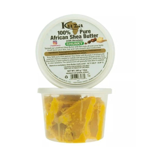 Beurre de karité africain 100 % pur Kuza avec Borututu, jaune épais, 10 oz