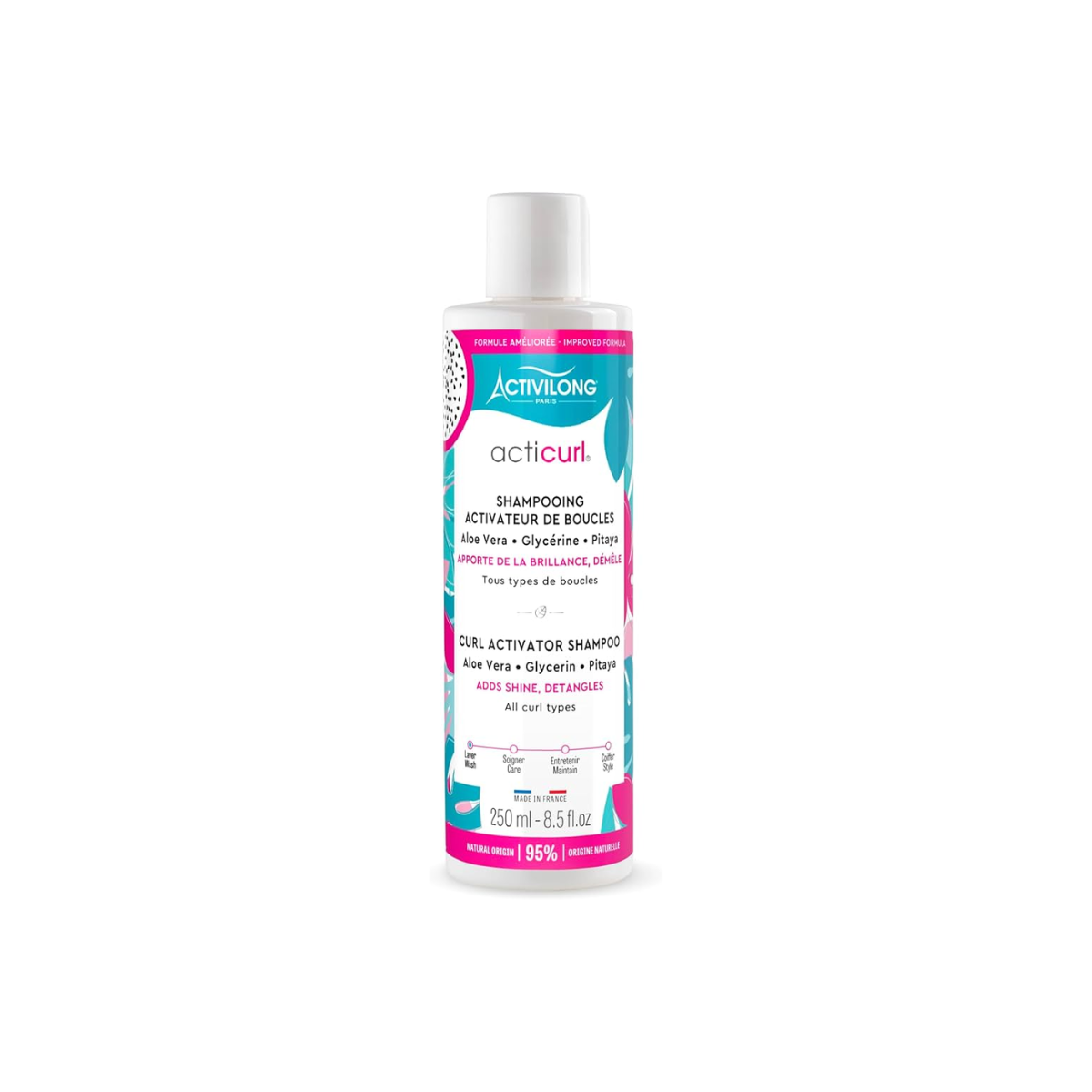 Activilong Acticurl Hydra Curl Activateur Shampooing Pitaya Glycérine Aloe Vera 250 Ml