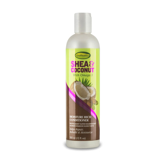Après-shampooing hydratant riche au karité et à la noix de coco Gro Healthy pour cheveux bouclés, défrisés et naturels 355 ml