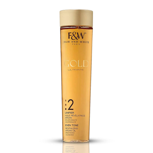 Fair And White 2 : Huile d'Argan Revitalisante Gold - Nourrissante et Éclaircissante, Sans Hydroquinone, 200 ml