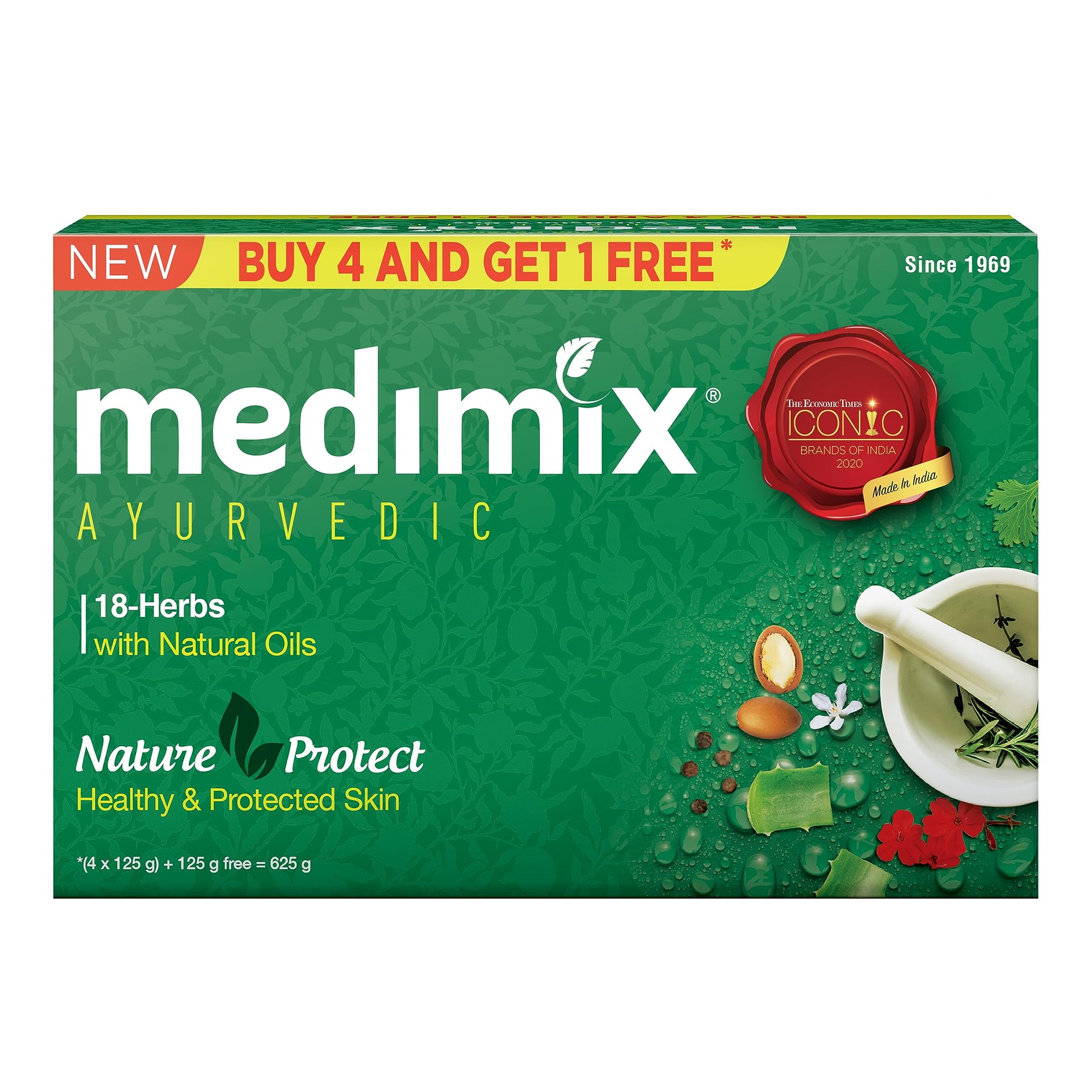 Savon Ayurvédique Médimix Classique – 18 Herbes, 100% Naturel, Pour Peaux Sensibles Ou à Problèmes