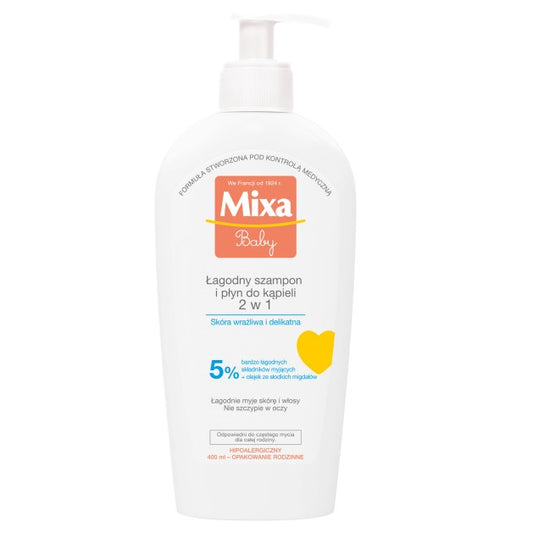 Mixa Baby, Shampoing et bain doux liquide 2 en 1, 250 ml