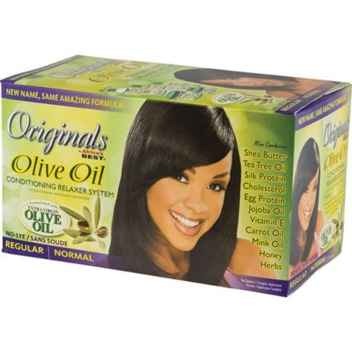 Kit défrisant revitalisant à l'huile d'olive d'Africa's Best Organics pour cheveux normaux