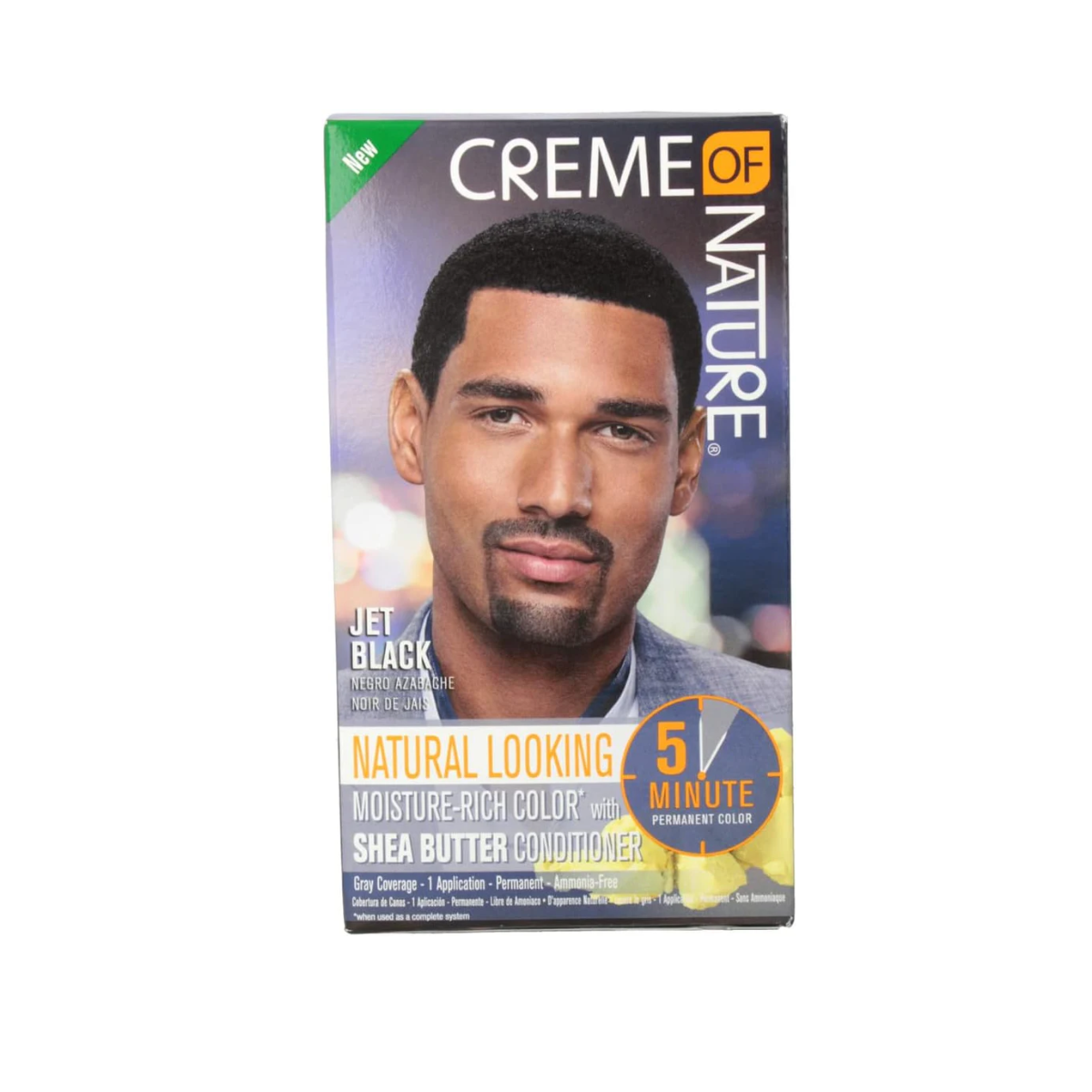 Crème de coloration permanente hydratante pour hommes de Creme Of Nature, noir de jais, 5 minutes