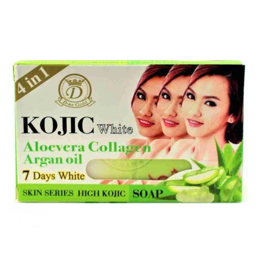 Savon 4 en 1 à l'huile d'argan et au collagène à l'aloe vera de D.Ne Gold Kojic White
