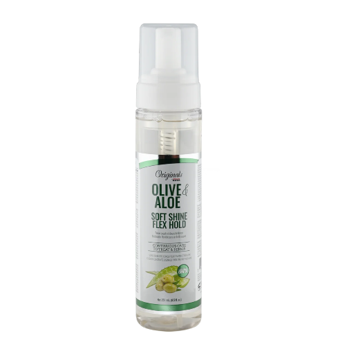 Mousse coiffante à tenue souple et brillante à l'huile d'olive et d'aloès d’Africas best originals, 251 ml