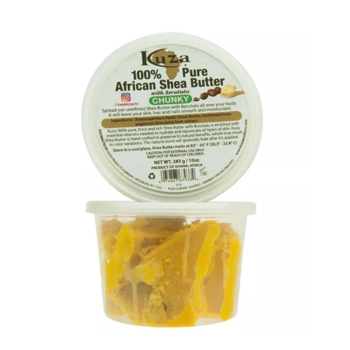 Beurre de karité africain 100 % pur Kuza avec Borututu, jaune épais, 10 oz